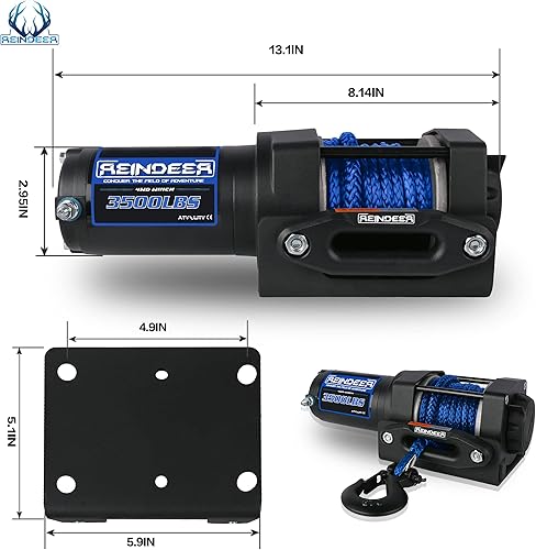 Miniatura 17 de REINDEER Nuevo cabrestante de 12 V, capacidad de carga de 4500 libras, kit de cabrestante eléctrico, cuerda sintética con Hawse Fairlead impermeable