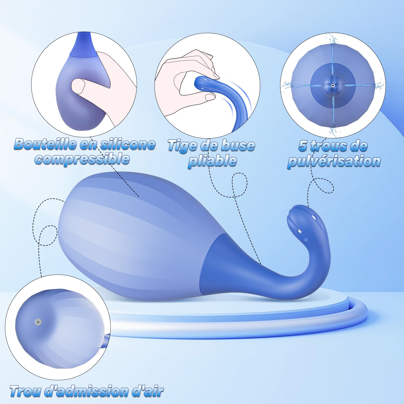 Poire de Lavement Intime Anus Douche - Poire à Lavement Intime 300 ML avec Buse de Douche Anale Flexible, Poire Lavement Oreilles Anti-Reflux pour Côlon et Intestins Poire de Lavement Rectale Adulte