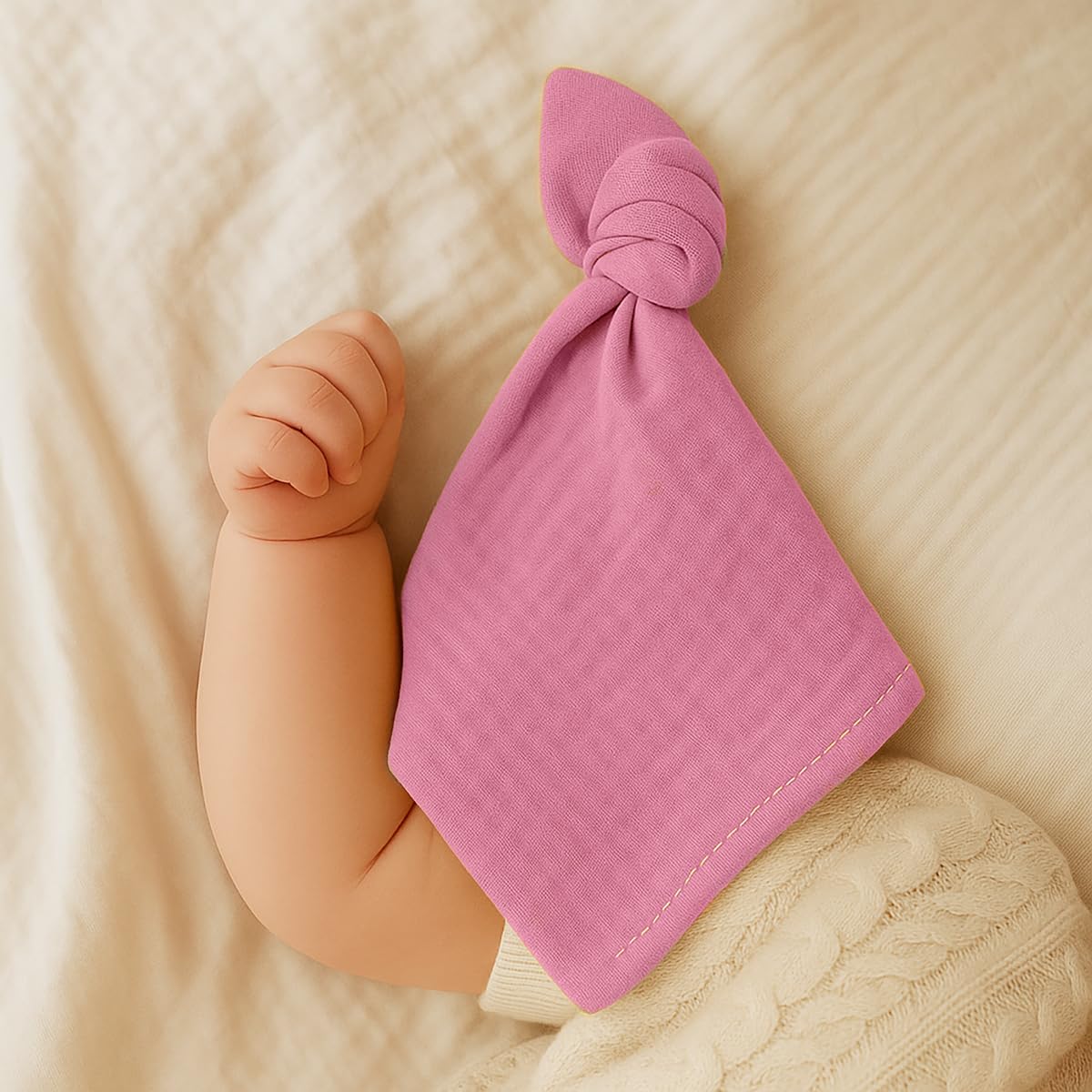 PAPATE - Lot de 2 Langes Bébé 50x50cm en Coton Bio Ultra Doux - Multi-usages : Doudou, Bavoir, Tapis à Langer - Absorbants & Séchage Rapide - Fabriqués en France - Rose