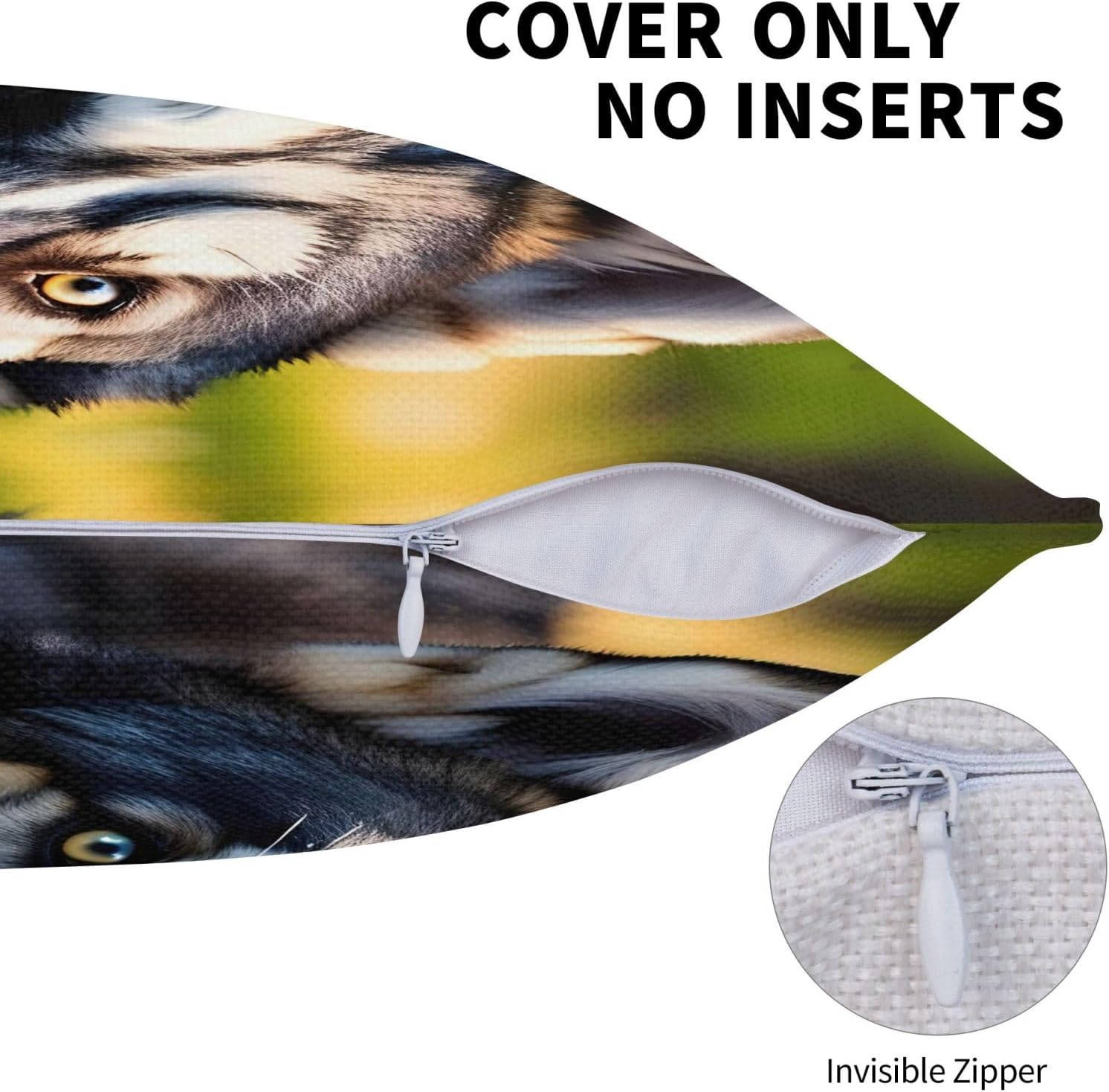 Husky Dog Pattern Imitation Linen Pillowcase -2 Sets, Fashionable Home Decoration, Used for Sofas, Gardens, beds