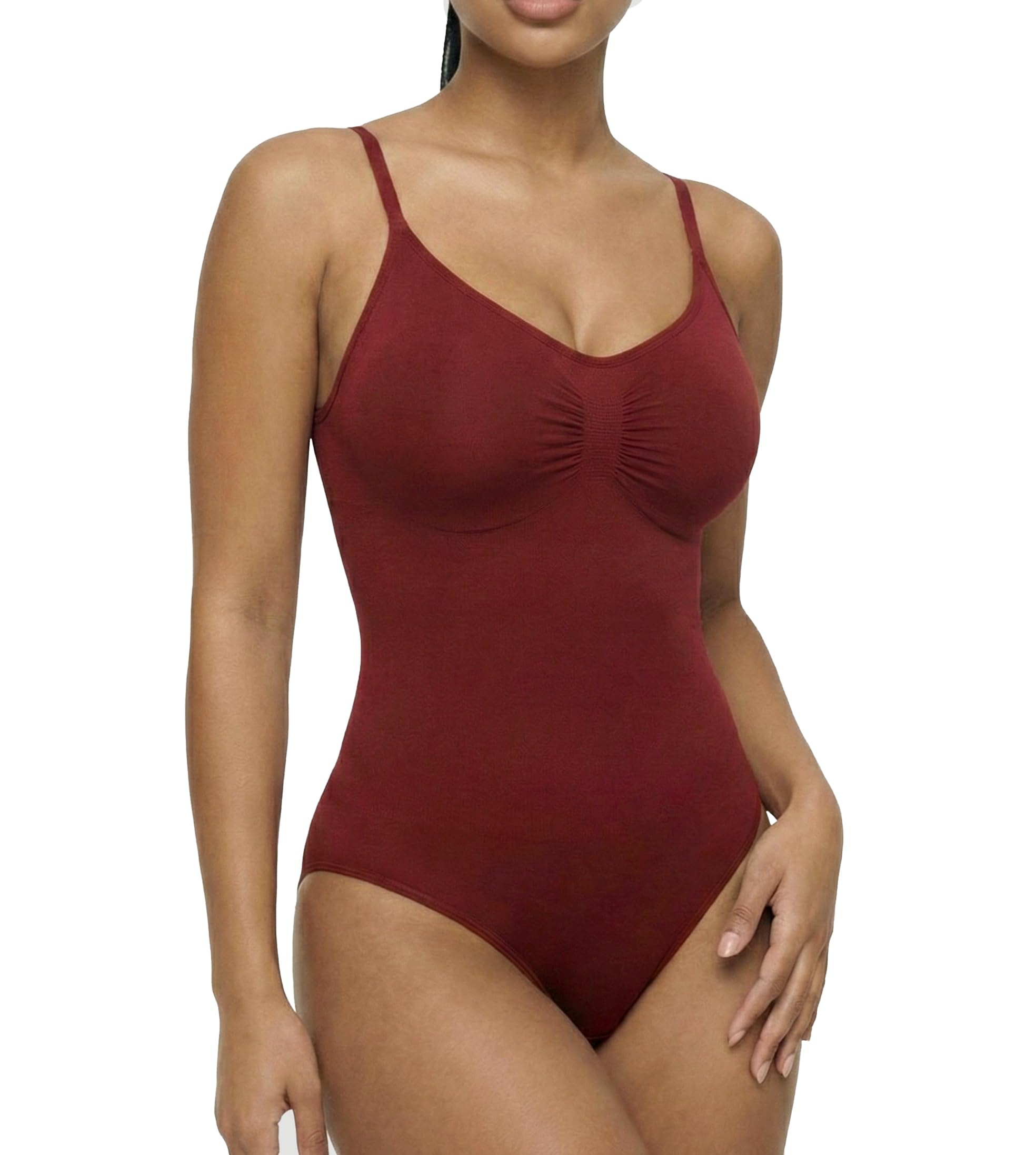 Conturve Women's Shapewear Bodysuit Tummy Control Body Shaper Seamless Sculpting Waist Body Suit Panty (Merlot - 4XL)