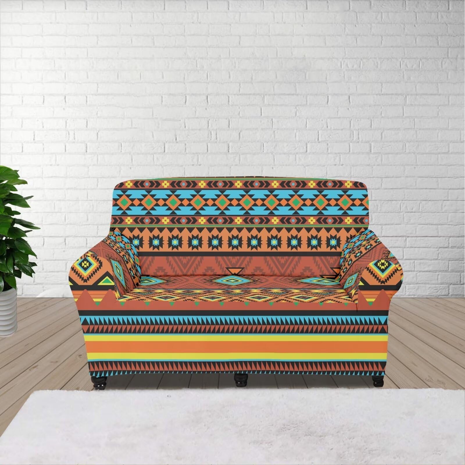 Cugasmaru Aztec Red Cover for Couch High Stretch Loveseat Slipcover for Pets Dogs Anti Slip Love Seat Sofa Slipcover Furniture Protector Waterproof Rv Sofa Cushion Covers Slip Covers for Rv Furniture