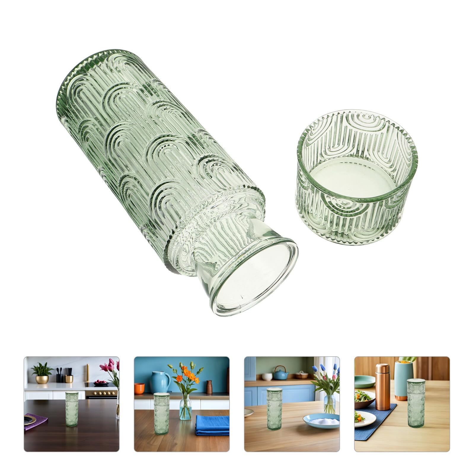 DECHOUS Juego de Jarra y Vaso de Cristal con Jarra de Agua Fría Verde de 1 Litro Juego para Zumo y Bebidas Frías Adecuado para Uso Doméstico y Mesa de Noche