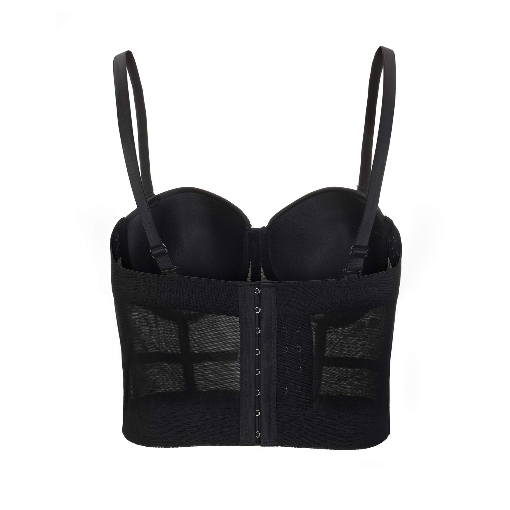 Damen Strass Diamant Push Up Bustier Crop Top Gothic Punk Korsett Clubwear Party BH with Detachable Strap