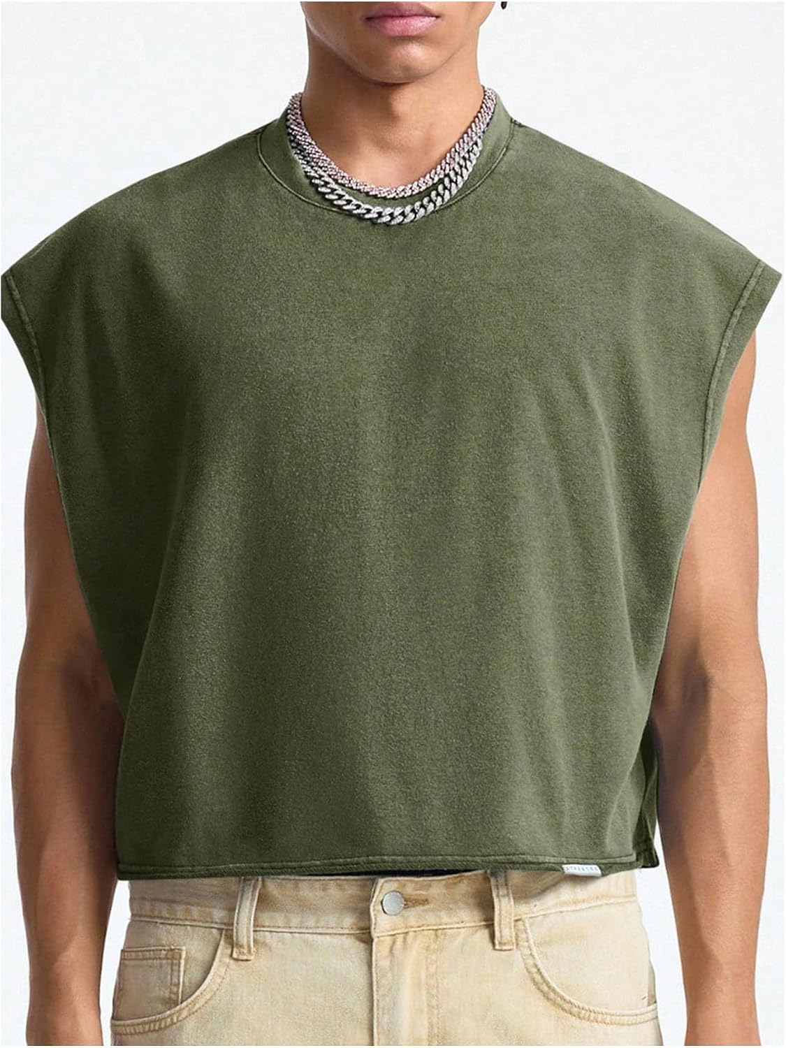 RoseSeek Men's Number Graphic Short Cap Sleeve Tank Tops Summer Crew Neck Baggy Workout Muscle T-Shirts