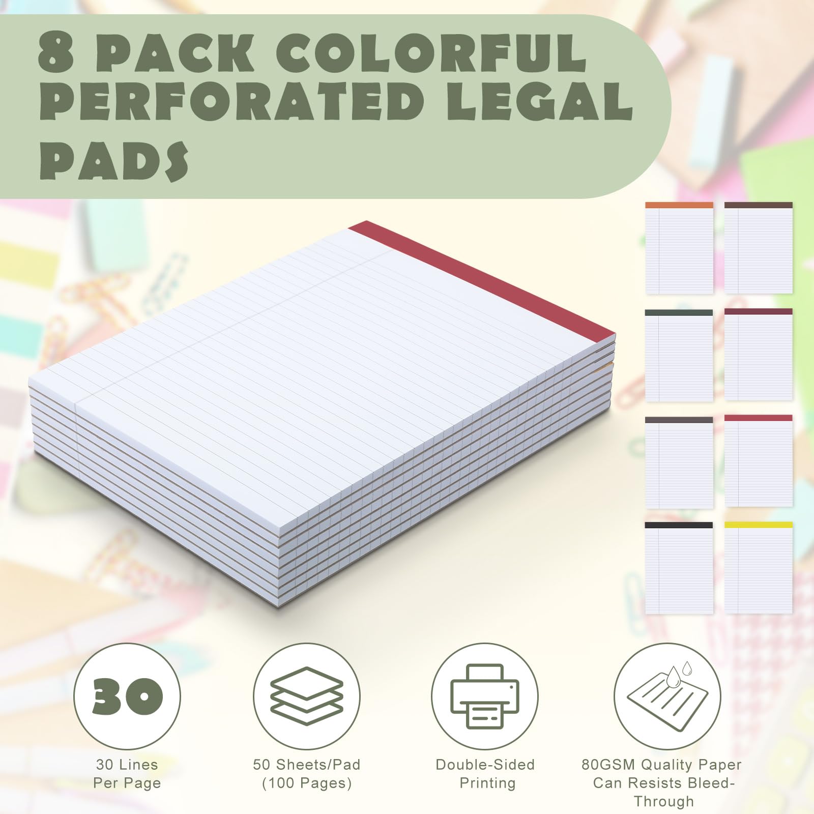 Bloc De Notas Legales Blancas De 8.5 X 11 Pulgadas, Paquete De 12 Bloc De Notas De 663099