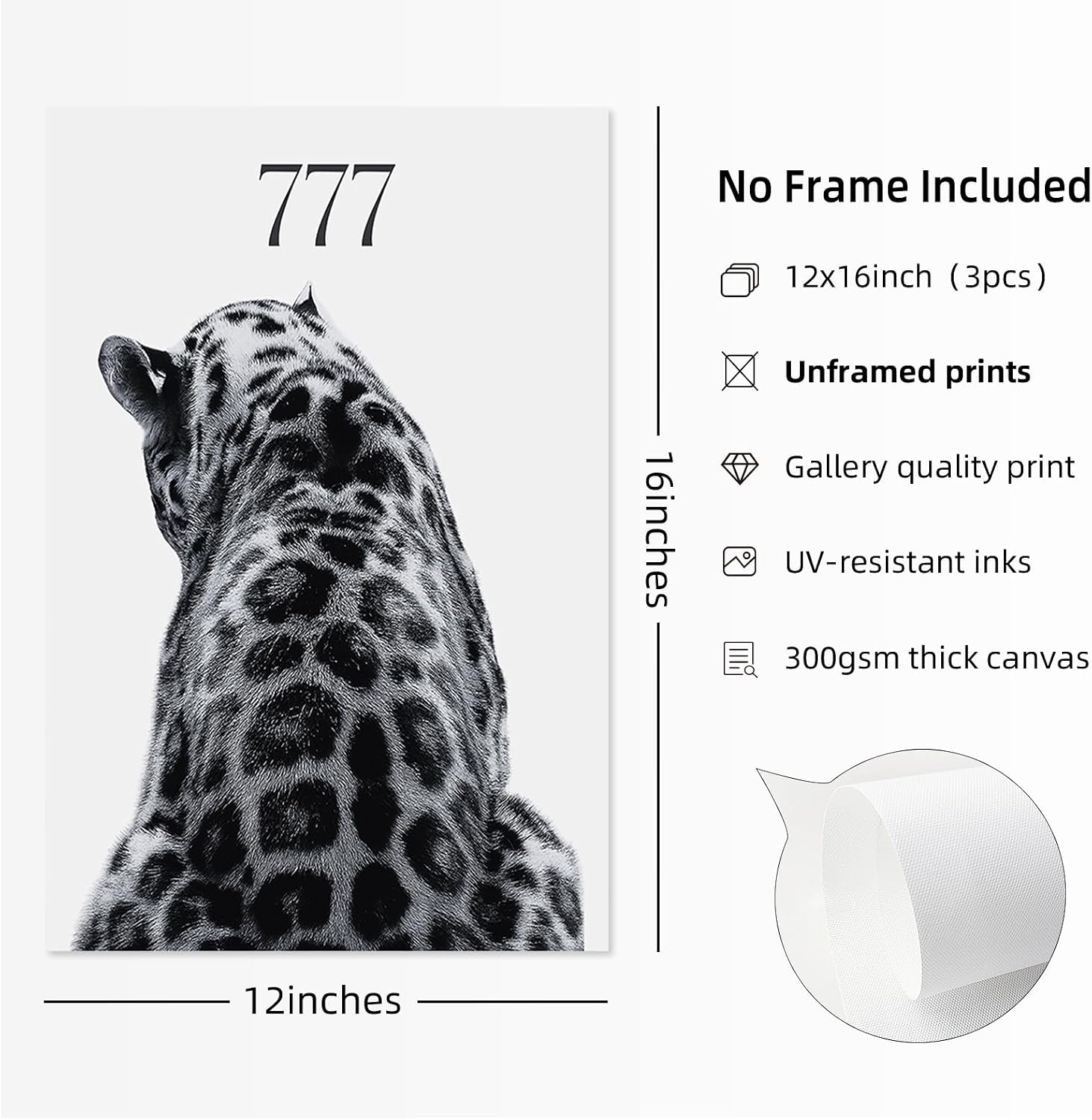 Youillne Trendy Leopard Wall Art Black White Cheetah Wall Decor Fashion Aesthetic Canvas Posters Preppy Stockholm Prints Stylish Cheetah Pictures Y2k Painting for Bedroom 12x16 Inch Unframed Set of 3 image 2