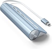 Vista 5 de Satechi Hub USB C para escritorio, concentrador USB C con 3 puertos de datos USB-A 3.0, lectores de tarjetas micro/SD, concentrador USBC