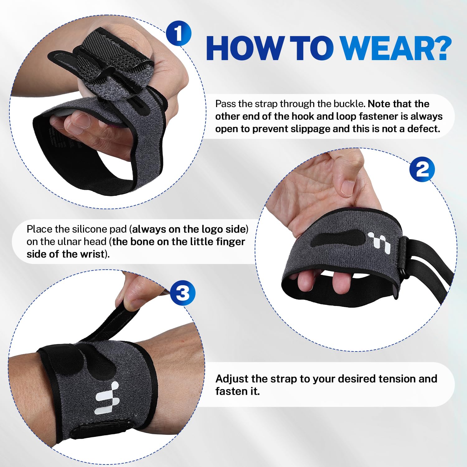 TFCC Wrist Brace for TFCC Tear Ulnar Wrist Pain, 3D Gel Pad, Adjustable & Breathable Thin Ulnar Wrist Brace for Weightlifting, Tennis, Golf, Typing, Daily Wear, Fits Both Left & Right Hand, Black