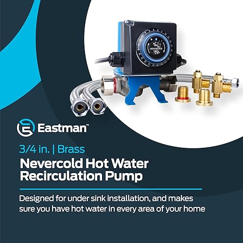 Miniatura 8 de Eastman Nevercold - Kit de bomba de recirculación universal para calentador de agua caliente de 34 pulgadas, latón, 70600