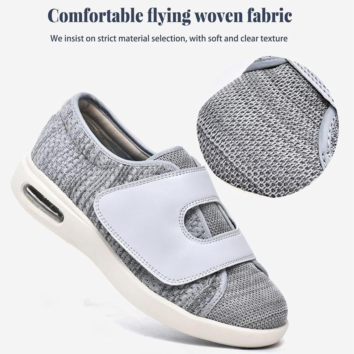 Extra-Wide Diabetic Shoes,no Bone Sutures to Prevents Pressure Sores Memory Foam Insoles Heel Decompression Special for People with High Blood Sugar(Dark Grey,44.5EU)
