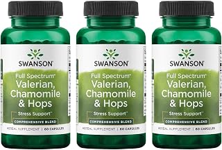 Swanson Valerian, Chamomile & Hops - Full Spectrum Herbal Supplement Promoting Relaxation & Comfort - Natural Formula Supporting Mind & Body Wellness - (60 Capsules) (3 Pack)