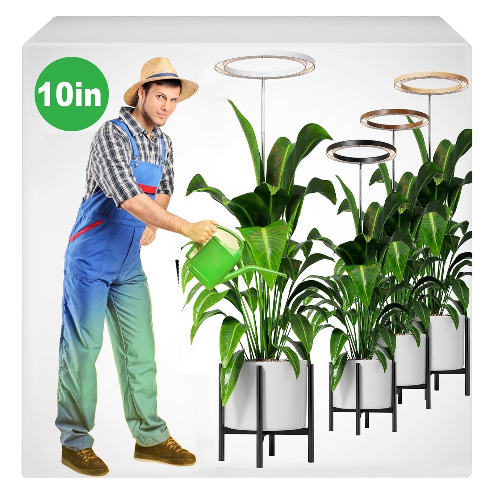 10" Grow Lights for Indoor Plants Full Spectrum, 160 LEDs Large Plant Light for Indoor Plants, Height Adjustable 11"-65" Growing Lamp with Auto On/Off Timer 3/9/12H, 9 Dimmable Brightness,White
