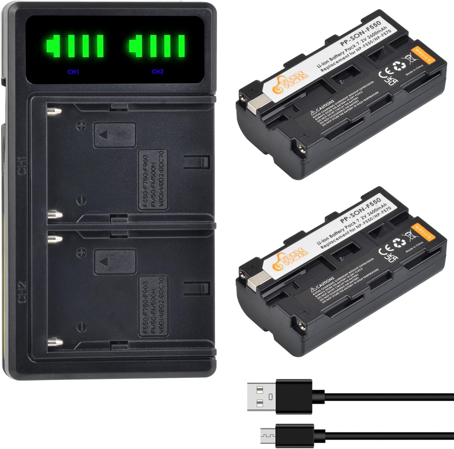 ENEGON NP-F550 Batería de Repuesto y Smart LED Cargador Dual USB para