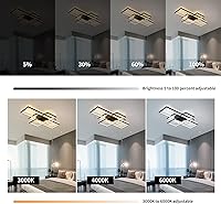 Vista 3 de GEADI Luces LED de Techo Extra Grandes Modernas, Candelabro Rectangular Regulable Negro de 68W Lámpara de Techo de Montaje Empotrado con Control