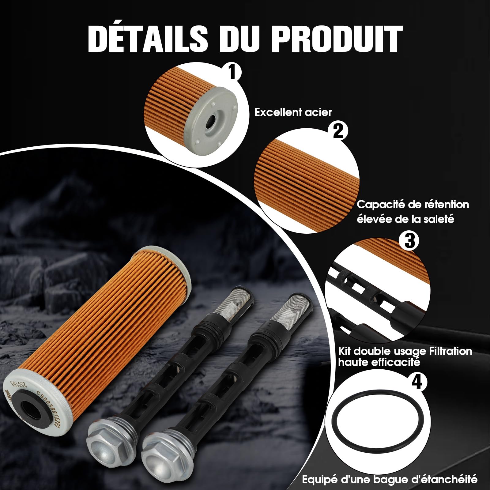 Filtre à Huile Moteur Moto et Filtre à Air OEM pour KTM 790-1290 Adventure | Filtration d'Huile Moteur, Filtration d'Air Moteur, Pièce de Remplacement OEM, Compatible avec KTM 790-1290 Duke Adventure