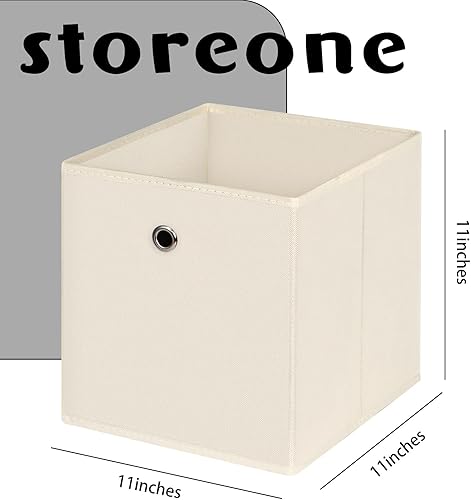 Miniatura 9 de Contenedores de almacenamiento de tela, cubos de almacenamiento de tela de 11 pulgadas, cubos de almacenamiento plegables con asas dobles para