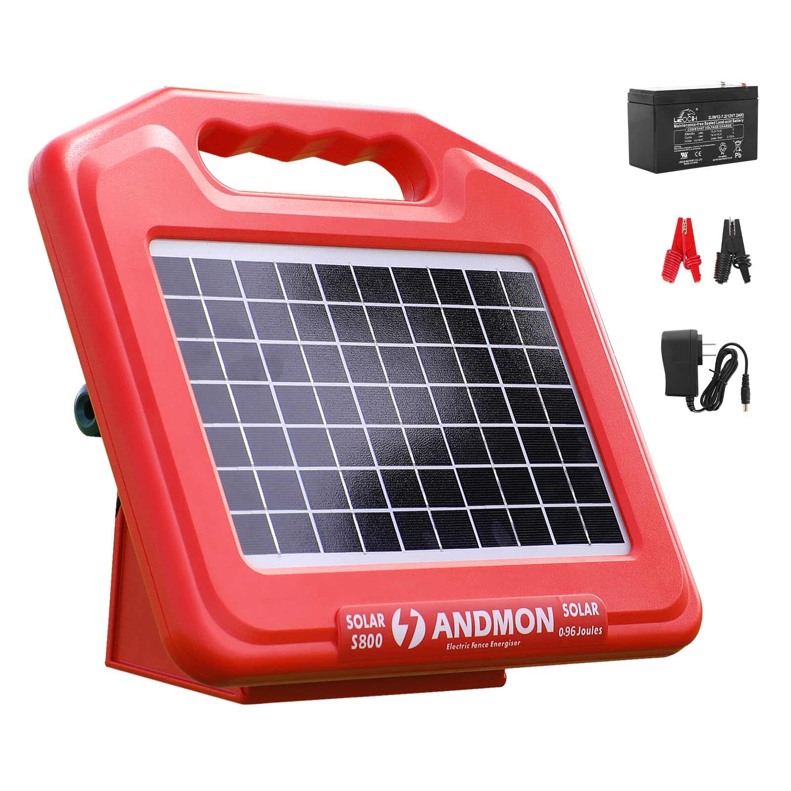 50 Miles Solar Electric Fence Charger, 0.95 Joule High-Power Solar Fence Charger for Livestock, Horses, and Wildlife Control, Solar Electric Fence with Easy Installation