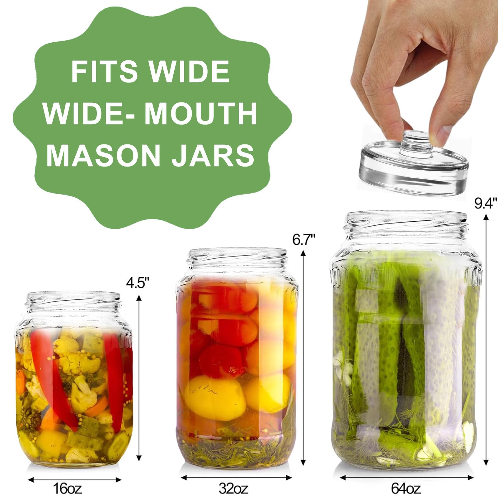 Lot de 4 Poids de Fermentation en Verre 7cm Poids pour Fermentation avec Poignées pour Conserve, Saumure & Marinade des Légumes