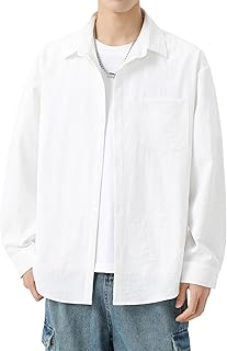 [W Wonyo] シワ加工 長袖シャツ メンズ 秋服 シンプル 無地 レギュラーカラー カジュアルシャツ 人気 トップス 製品洗い 上着 かっこいい服 薄手 軽量 さらさら速乾 ドライ しゃつ 大人 ロングスリーブ ブラウス ノーアイロン 人気 春 秋