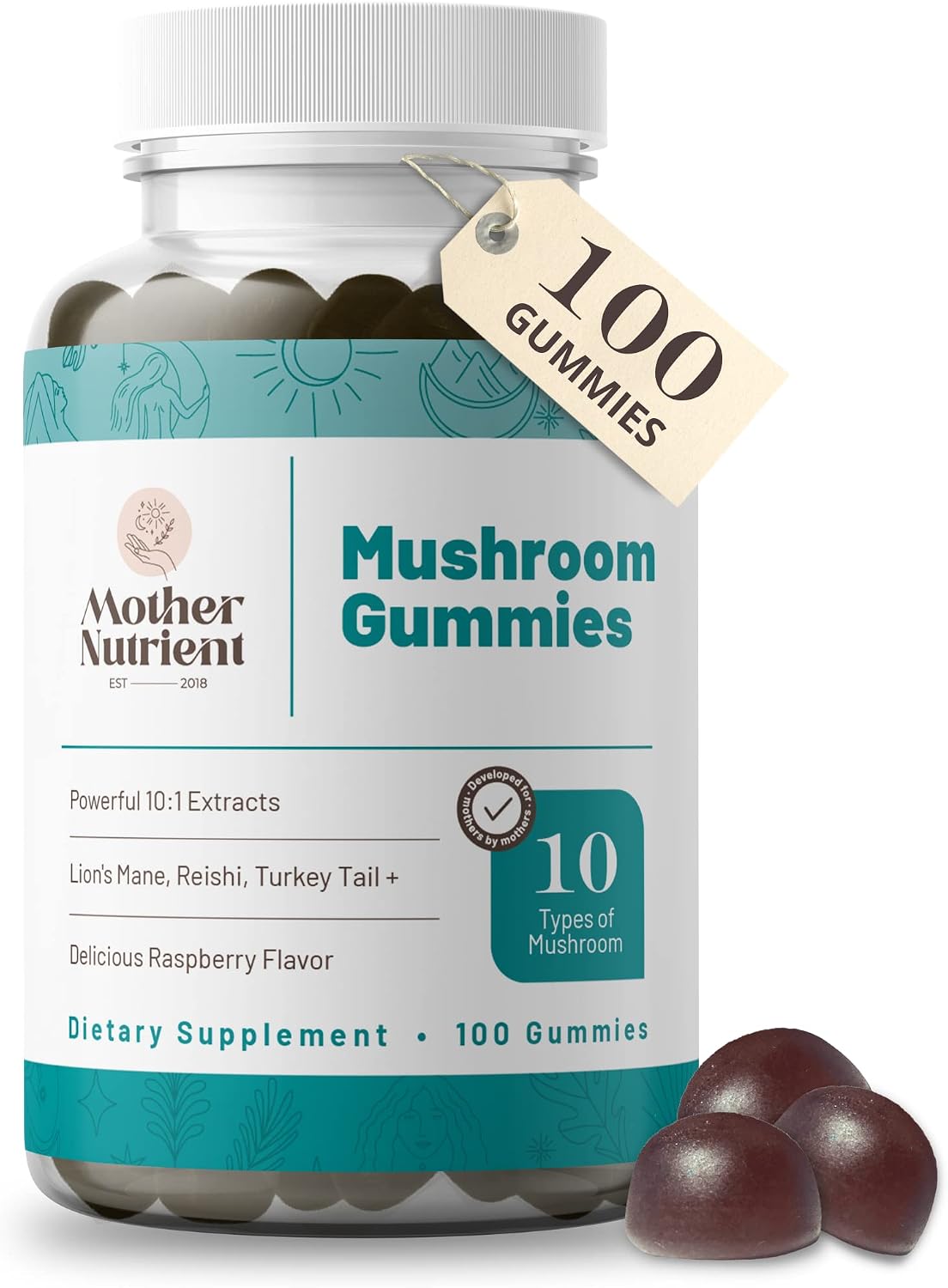 Mushroom Gummies for Focus and Energy - Lions Mane Mushrooms, Chaga & More