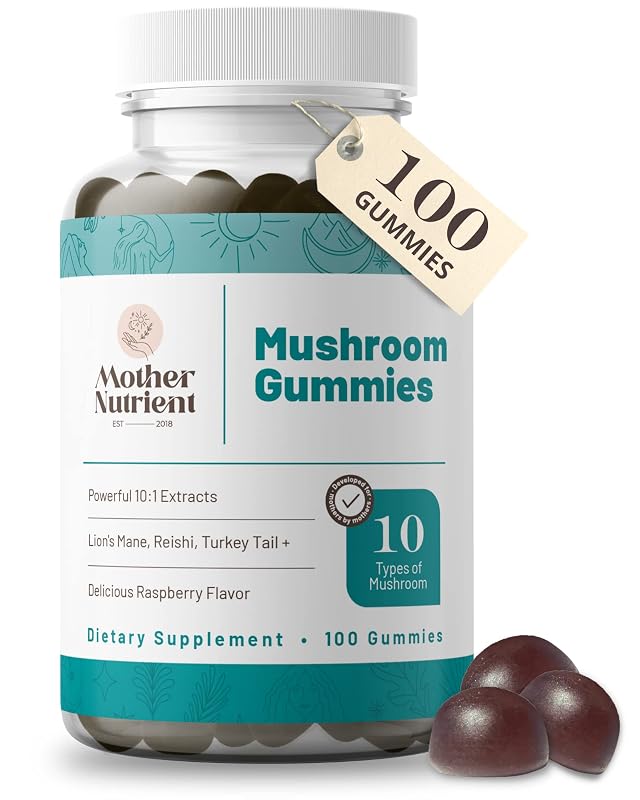 Mother Nutrient - Gomas de Cogumelos com Chaga, Reishi, Cordyceps e Juba-de-leão - 100 gomas