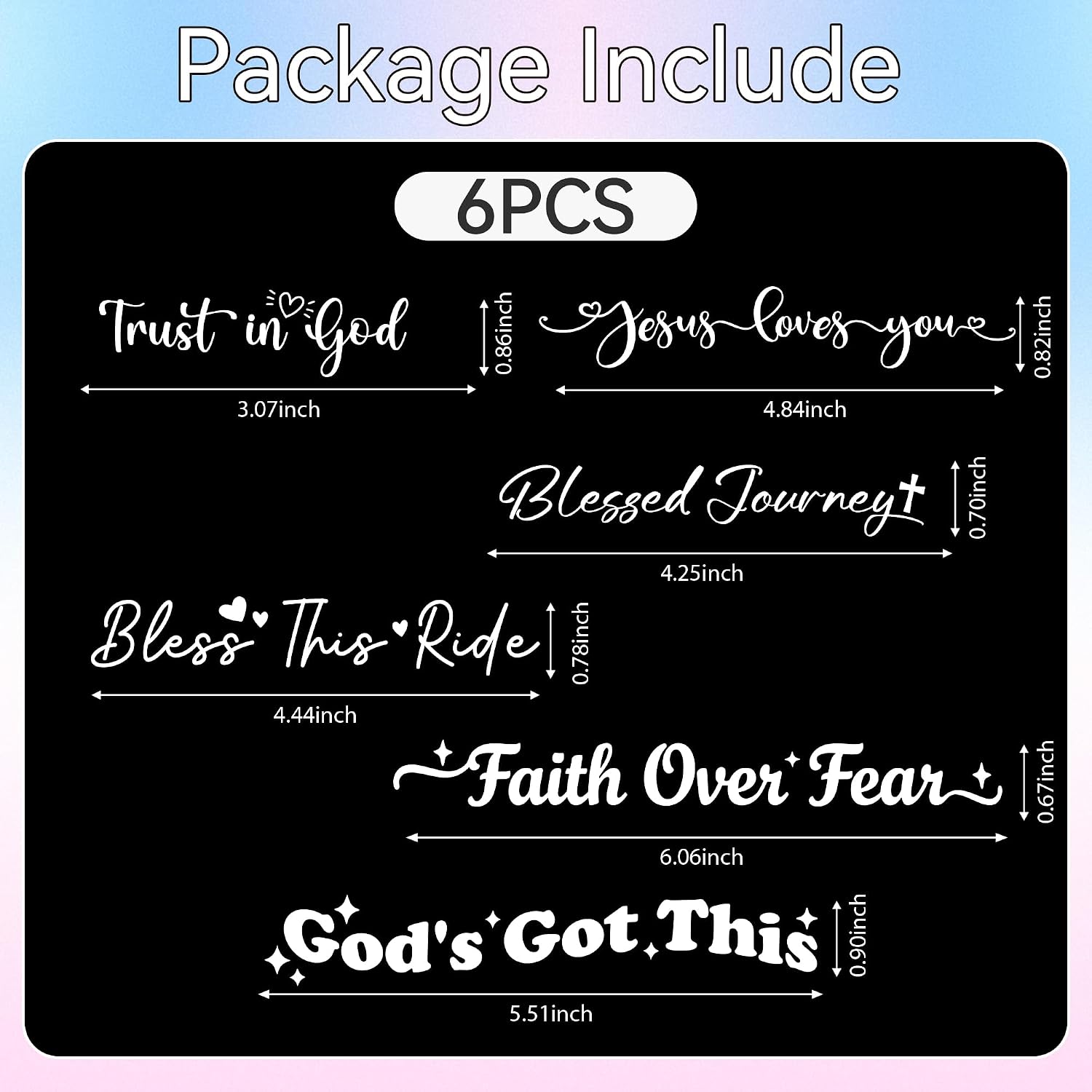 6 Pcs Religious Rearview Mirror Decals, Trust in God Adhesive Vehicle Car Accessories for Women, Vinyl Auto Cars Rear View Mirror Stickers for Car Truck Laptop Decor image 3