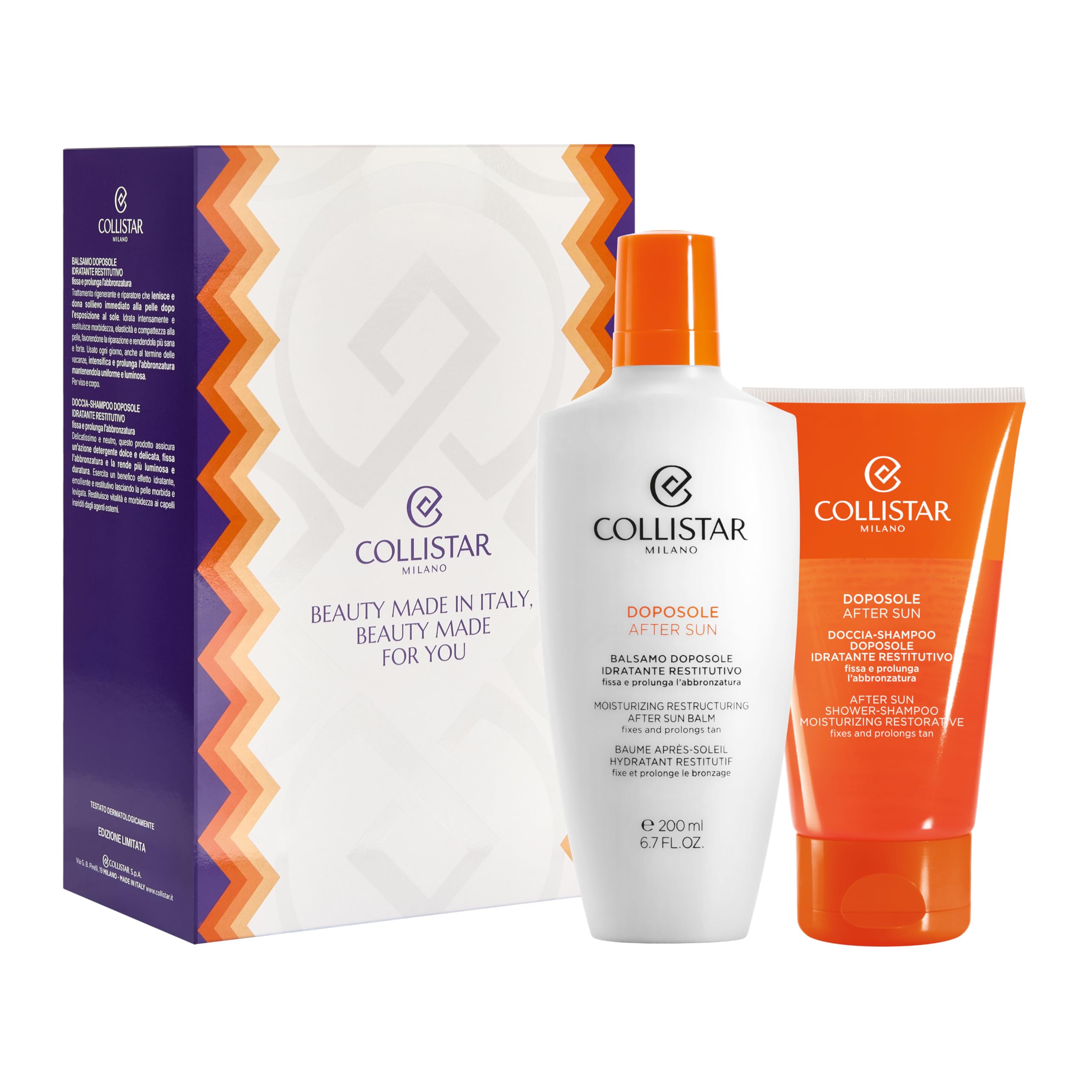 Collistar Cofanetto Regalo Doposole, Balsamo Idratante Restitutivo 200ml + Doccia-Shampoo Doposole 150ml,Lenisce la Pelle, Prolunga l'Abbronzatura