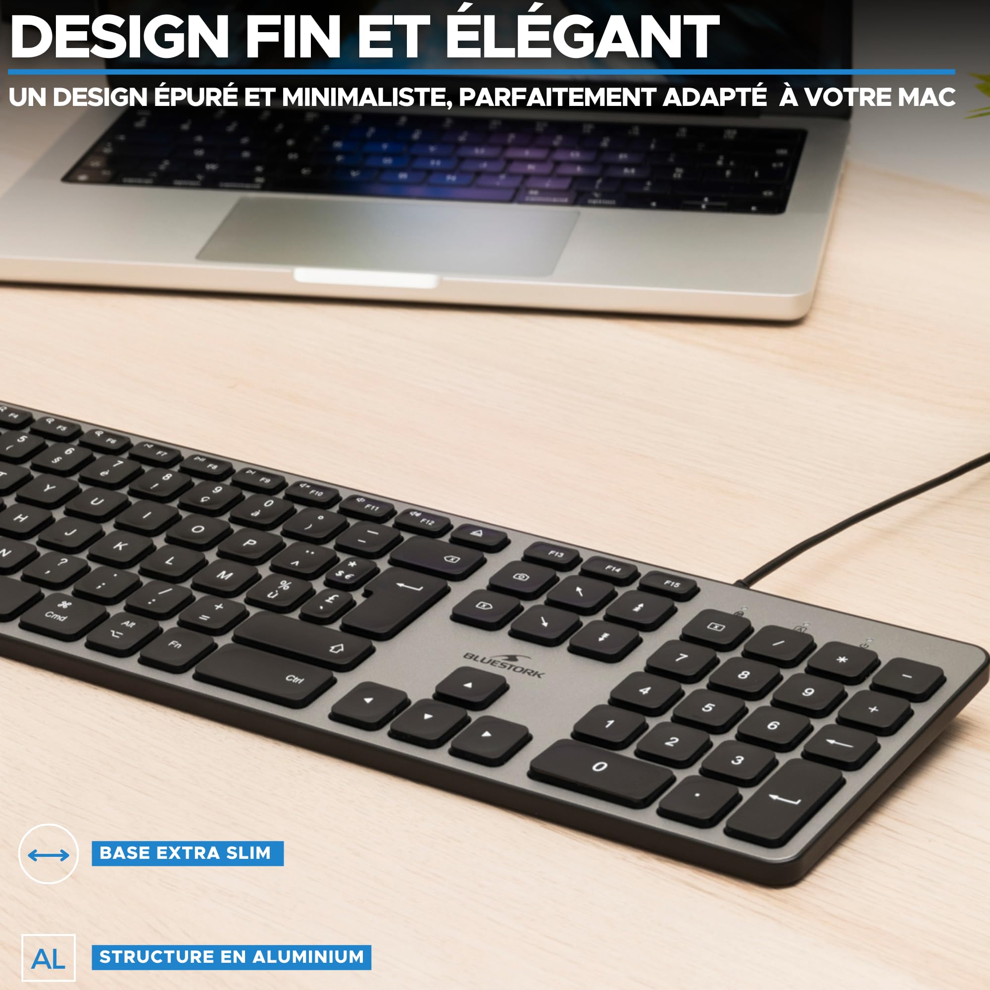 Bluestork Toetsenbord en Muis Easy Slim AZERTY Zwart Bluestork Toetsenbord en Muis Easy Slim AZERTY Zwart