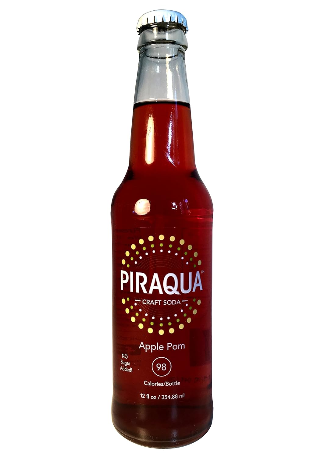 Piraqua Apple Pom Natural Craft Soda 4-pack, 12 fl. oz glass bottles, case of six 4-packs