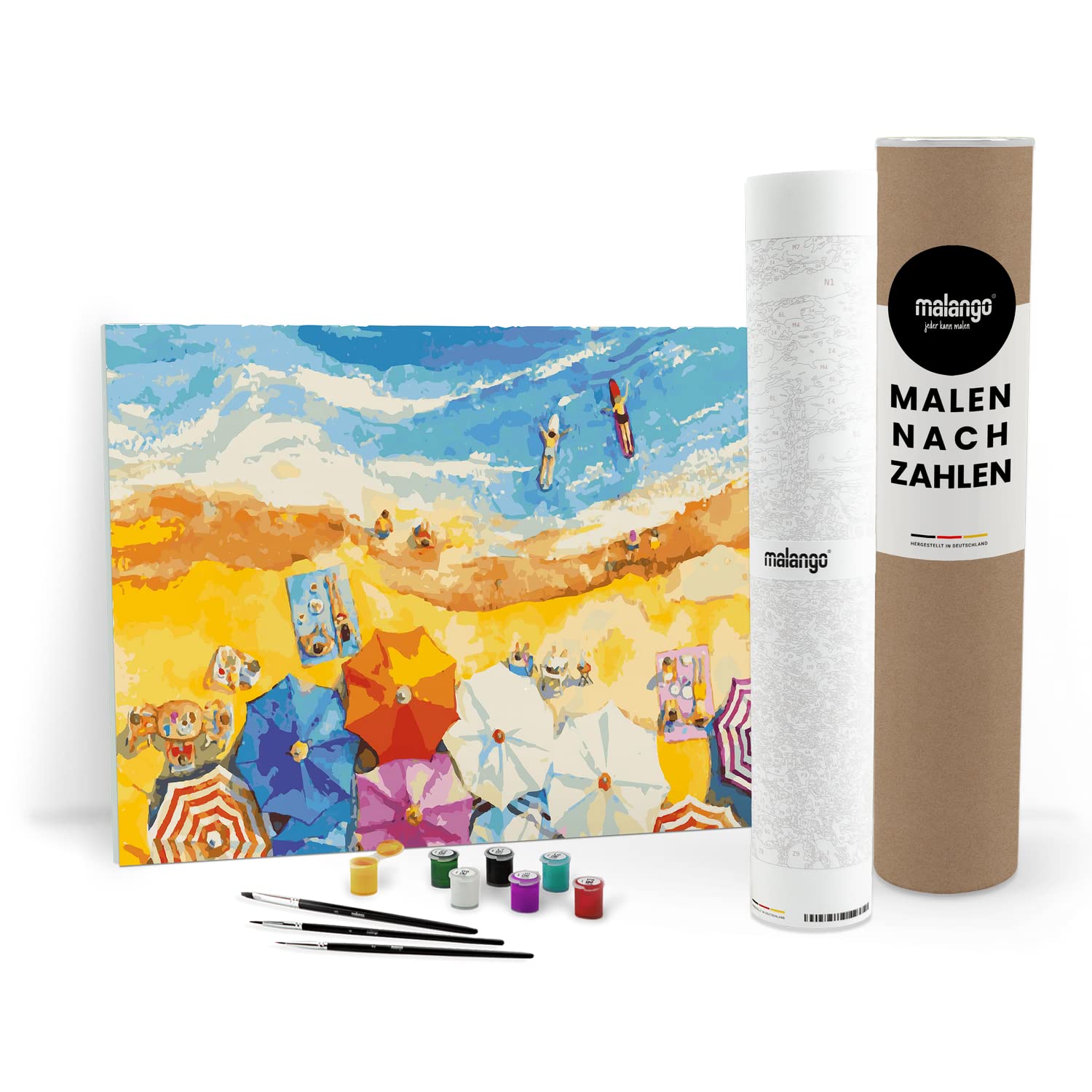 Malen nach Zahlen Erwachsene - Meer Strand im Urlaub 120 x 80 cm groß XXL Premium-Malset ohne Rahmen, Hergestellt in unserer Produktion in Deutschland, Kreative