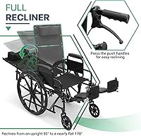 Vista 9 de Magshion Silla de ruedas plegable de respaldo alto para adultos de 300 libras, silla de ruedas reclinable autopropulsada todo terreno resistente