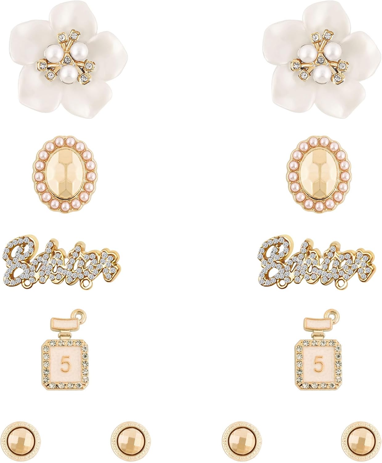 Bling Croc Shoe Charms for Women,Pearl,Butterfly,Flower & Chain Decorations Charms,Cute Shoe Decoration for Adults,Birthday Party Valentines Day Gifts