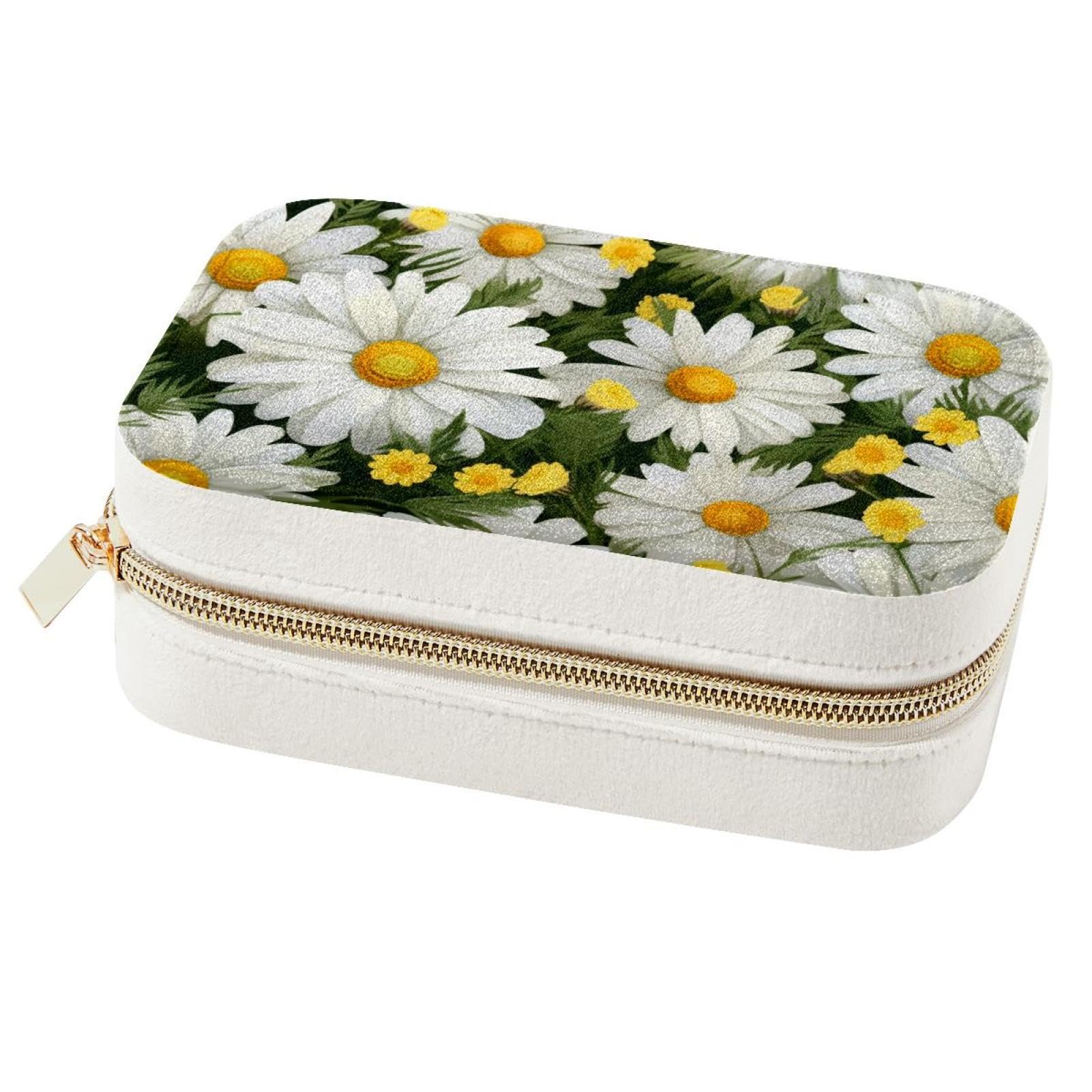 Women's Multi Daisy Jewelry Box Portable Travel Jewelrys Organizer Case Earrings Rings Necklaces Display Storage Holder Boxes For Girls Bridesmaid Gifts