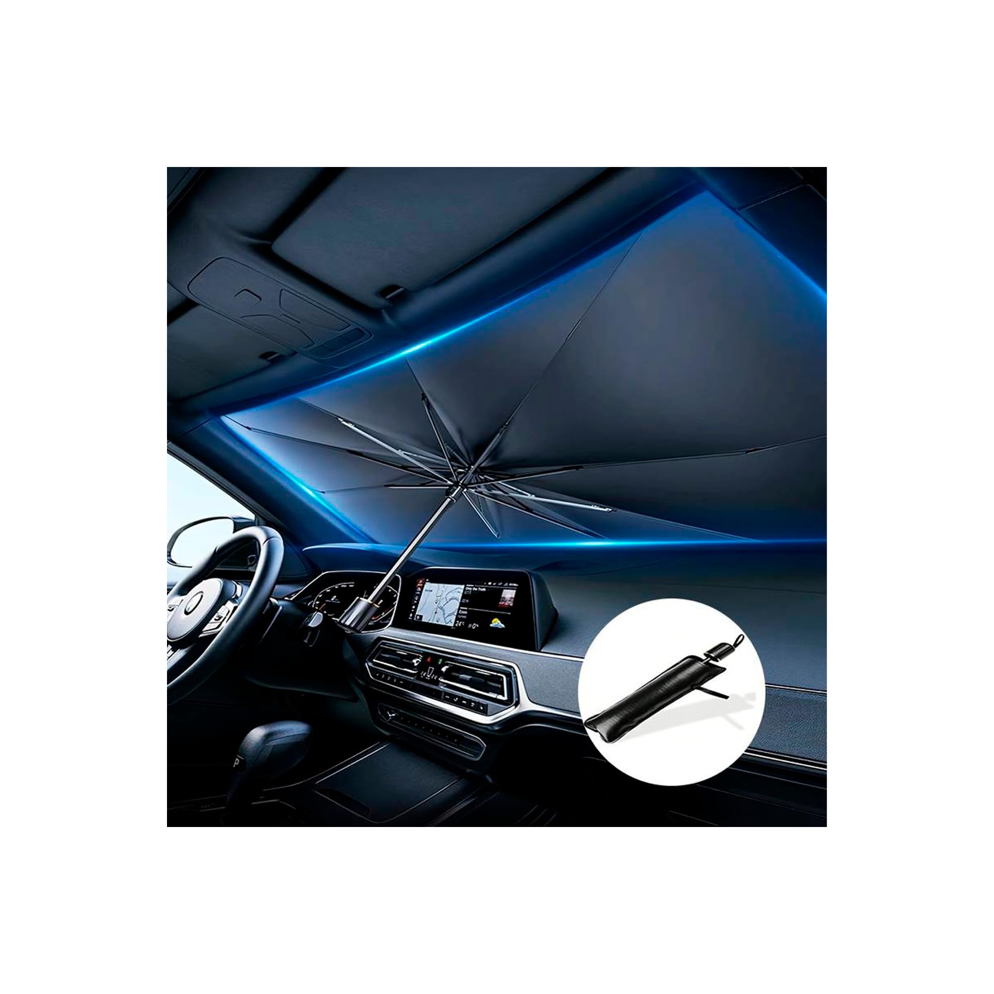Parasole Auto Pieghevole Per Parabrezza - 140x75 Cm, Protezione UV, Isolamento Termico, Per Auto/SUV - Foto 2