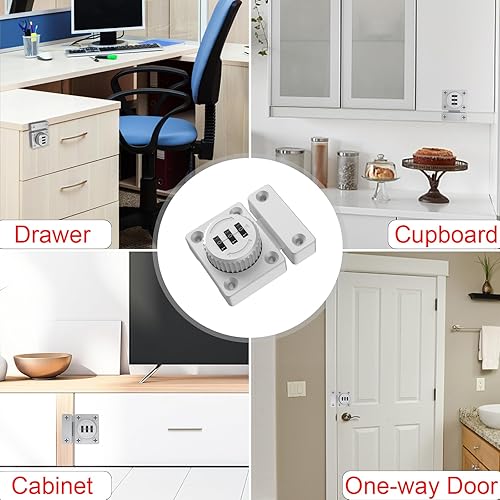 Miniatura 6 de Cerradura de combinación de puerta unidireccional, plata, sin llave, 1000 combinaciones de contraseñas