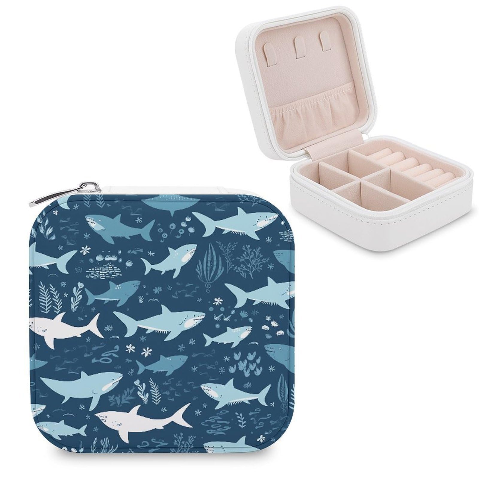 VstaDank Sharksm Jewelry Box Beautiful Portable Ring Boxes Cute Large-Capacity Jewelry Case Jewelry Organizer for Mothers Gifts for Earrings Rings Hand Bracelet