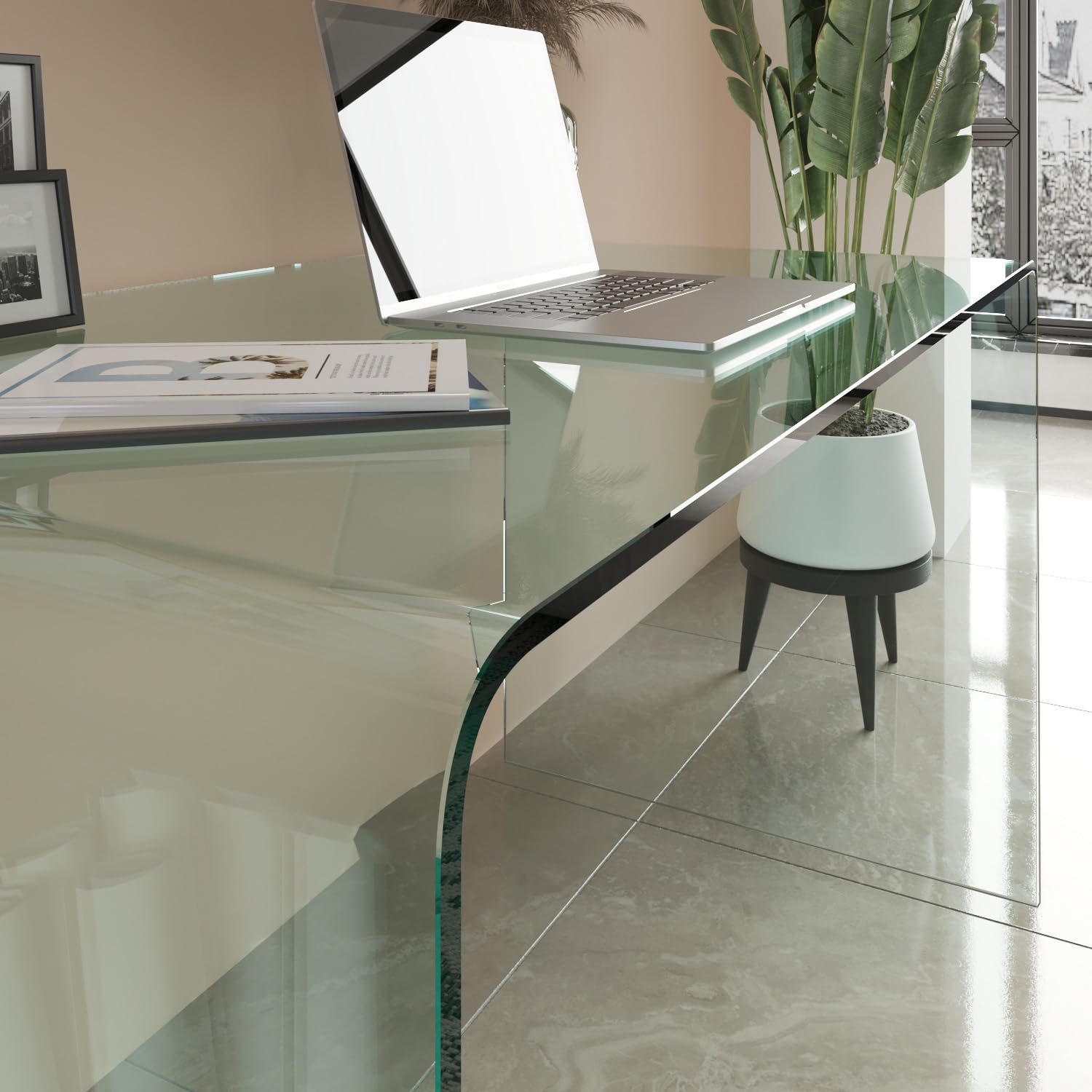 Bricozone Scrivania In Vetro Con Design Minimalista Elegante E Moderno Perfetta Per Uffici E Soggiorni Materiale Di Alta Qualità Vetro Da 12 Mm Misure 126X74X70 Cm Leggera E Resistente