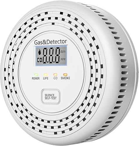 Paquete de 1 detector combinado de humo y monóxido de carbono con pantalla, detector de humo, detector de monóxido de carbono combinado con batería,