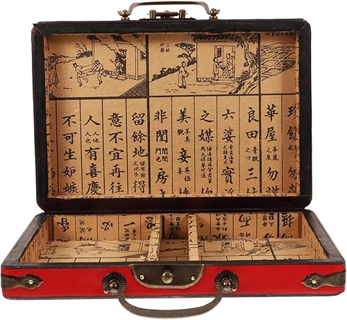 Miniatura 3 de Gadpiparty Caja de almacenamiento china de madera Mahjong Juego de juego de Mahjong Caja de tesoro tradicional Mahjong Caja de almacenamiento de