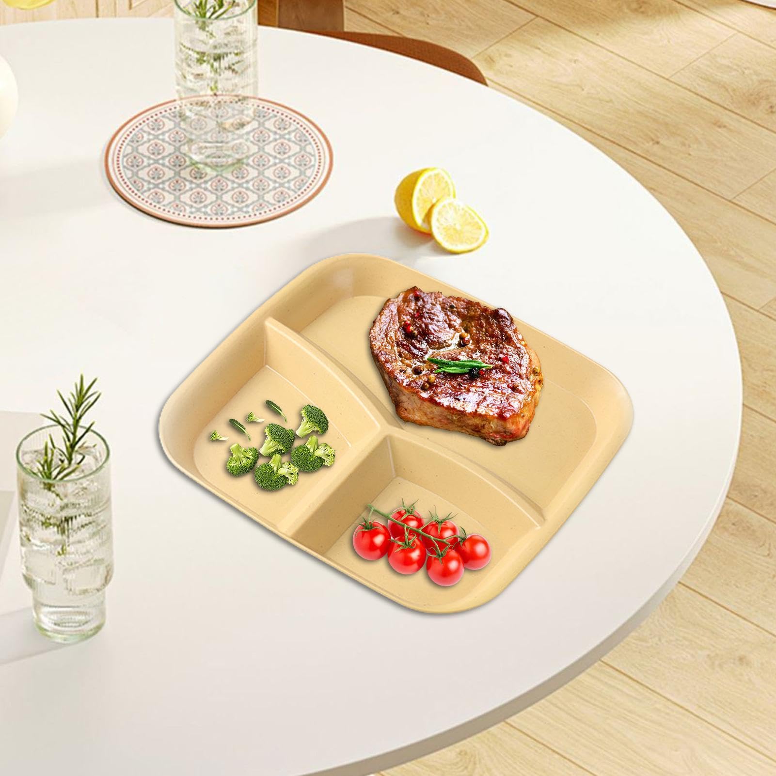 Assiettes à Compartiments pour Adultes Plateau de Service 3 Compartments