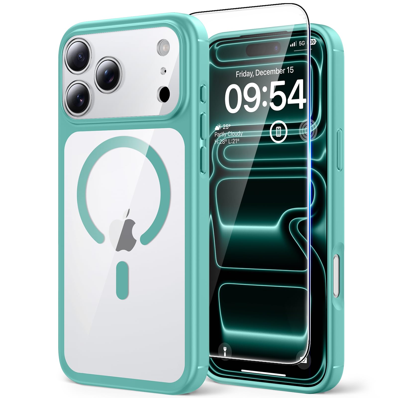 TAURI Funda para iPhone 13/iPhone 14, Compatible con MagSafe [No amarillea] con Vidrio Templado, Carcasa Nueva para iPhone 13/iPhone 14,Funda Ultra Fina antichoque - Transparente — view 170