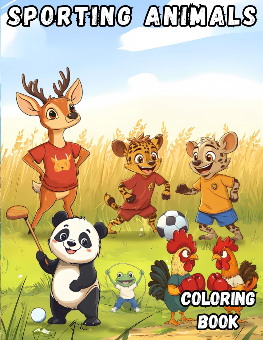 Sporting Animals Coloring Book: An amazing coloring book with 40 illustrations of animals during sports activities