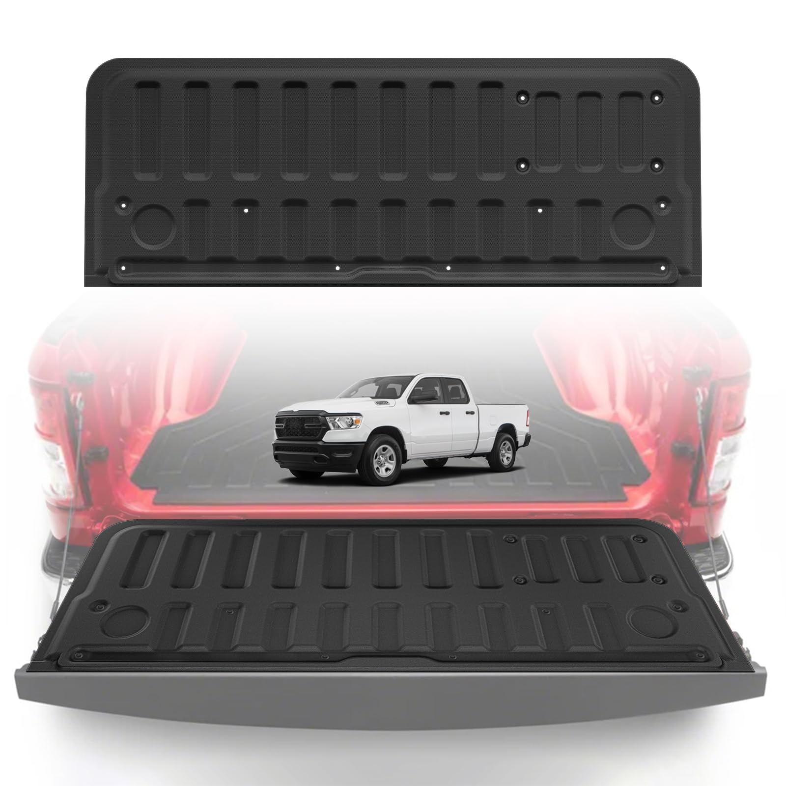 TripleAliners Tailgate Mat Compatible with 2025 2026 Dodge Ram 1500 Power Tailgate Accessories, Tailgate Cover Custom Fit All Weather Protection Liner (NOT for Standard or Power Tailgate-Release) - truck bed and tailgate accessories | Mubboo