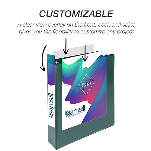 Vista 264 de Samsill Carpeta duradera de 1.5 pulgadas, fabricada en los Estados Unidos, carpeta de anillos en D, carpeta transparente personalizable, color Negro