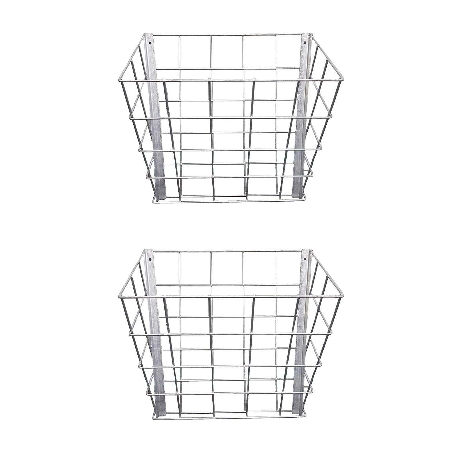 Rugged Ranch SGGBF Wall Mounted Rustproof Galvanized Steel Sheep, Goat, Horse, Rabbit, Guinea Pig, and Cow Livestock Hay Feeder Rack, Silver (2 Pack)