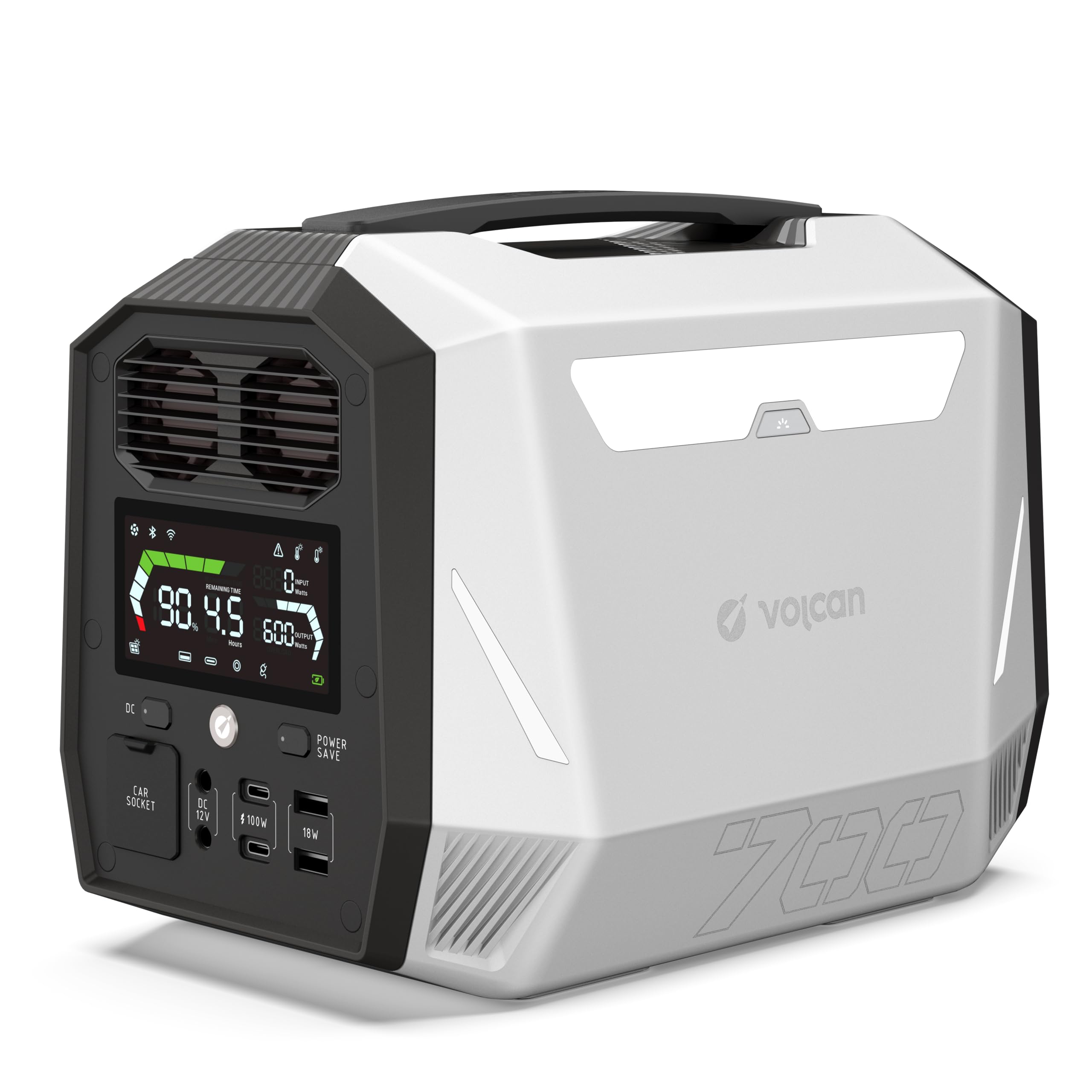 Volcan 512Wh Portable Power Station - Generator for Home Use 700W(Peak 1400W) AC Outlets, 4000 Cycles LiFePO4 Battery Solar Generator 50min Fast Charge 100W USB-C PD Output for RV/Camping/Road Trips