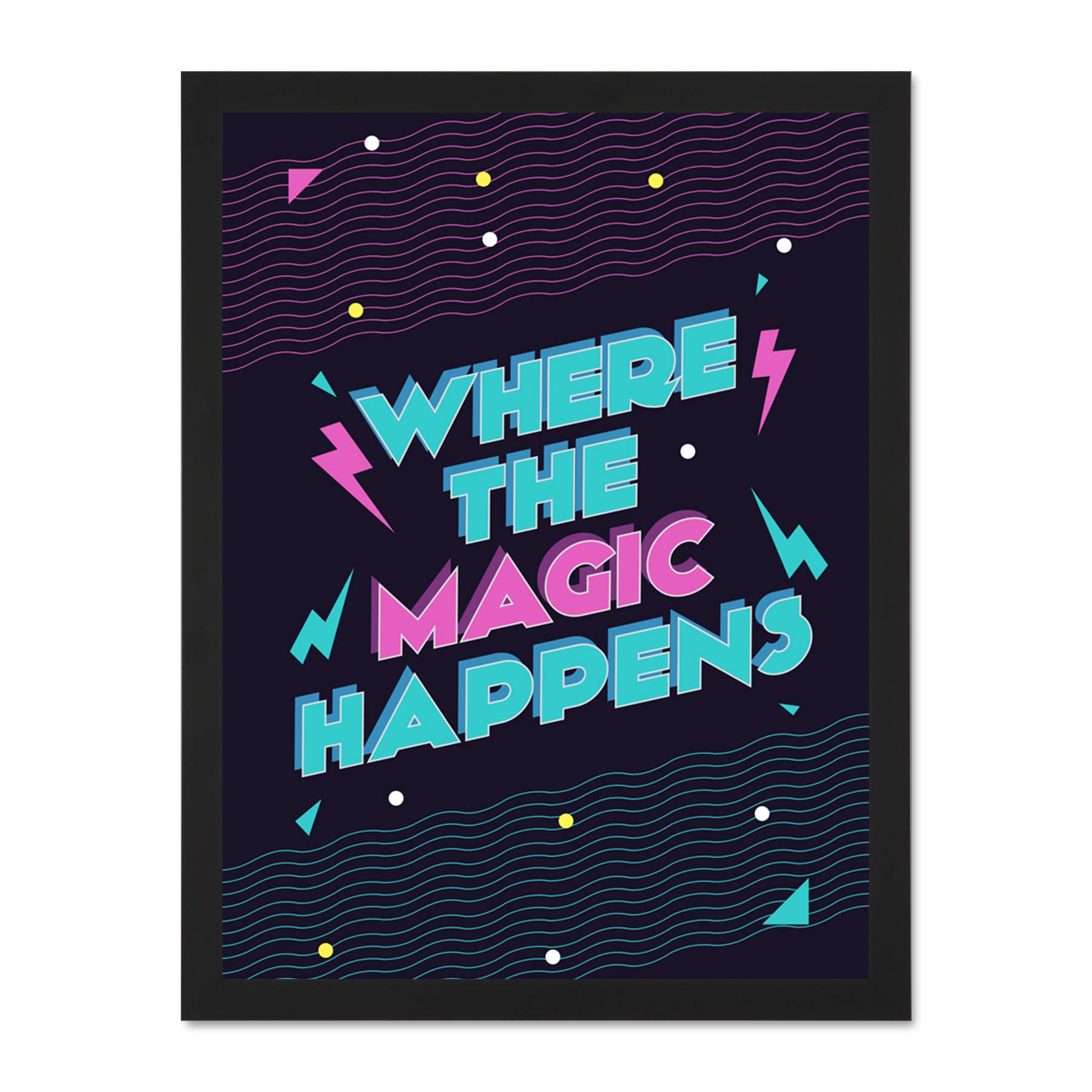 Wee Blue Coo Disco Kitchen Magic Happens Large Framed Art Print Wall Poster 18x24 inch