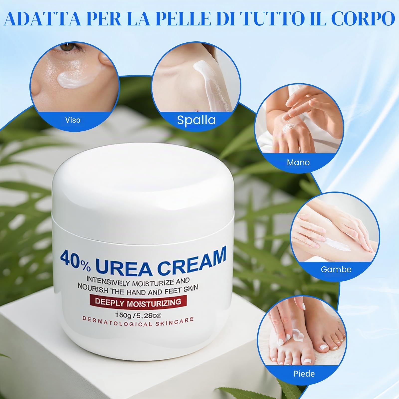 Crema Piedi Urea 40% Idratante e Riparatrice, Trattamento Talloni Secchi e Screpolati, Crema Piedi per Pelle Secca e Ruvida, 150g