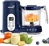Vista 12 de GROWNSY - Licuadora para comida de bebé con canasta de vapor, procesador de alimentos de 1 paso, cocción automática, licúa, tritura, muele y Azul